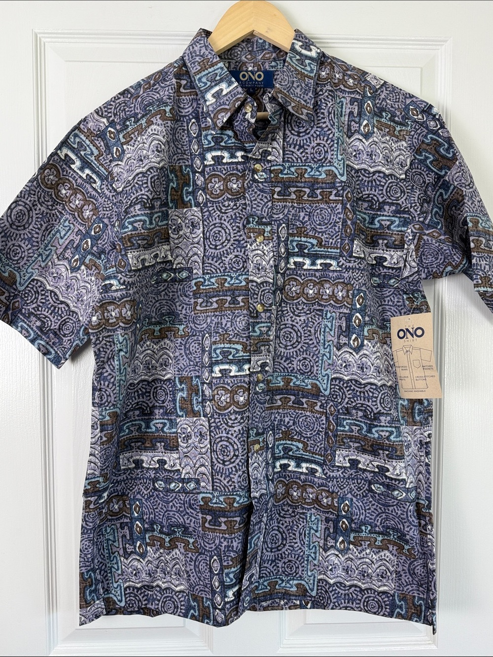 Y2K NWT Ono & Co Men's Short-Sleeve Button-Up Hawaiian Shirt Large